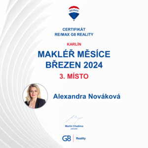 certifikat site brezen24 Novakova III Makléřka Alexandra Nováková RE/MAX G8 reality